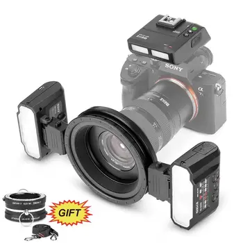 Светкавица Meike MK-MT24 Macro Twin Lite за беззеркальных фотоапарати Sony Alpha A7R A7S A7II A7RII A5000 A5100 A6000 A6300 A6500 + VK-Q3