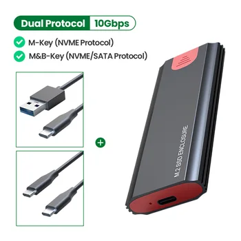 Двойна Протокол M2 Корпуса на Твърдия диск M. 2 КЪМ USB Type C Адаптер Скоростна Мобилен Твърд Диск, Кутия за Nvme Pcie Ngff Sata M/b Ключ Ssd