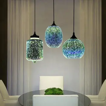 Модерен Стъклен LED 3D Crystal Окачен Лампа Осветление за Дневна Трапезария Спалня Бара Антре Вътрешна Украса на Тавана Лампа