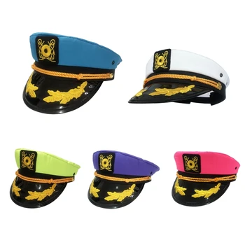 Модни Бродирани Военна Шапка Капитан, Моряк, Морски Адмирал Възрастен Военна Шапка Военно-Морска Шапка за Маскарадного Костюм