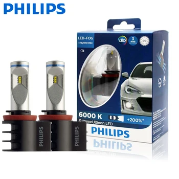 2X Philips X-treme Ultinon H8 led H11 H16 6000 До + 200% по-ярка светлина Автомобилни led фарове за мъгла, Оригинални оригинални лампи 12834UNIX2
