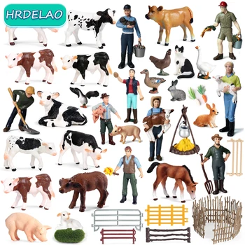 Реалистични Фигурки на Селскостопански Животни Моделиране на Фигурки от Домашни Птици Кон, Крава, Заек, Патица Модели Забавни Играчки за Деца, Подарък