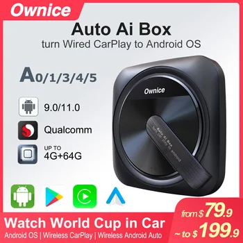 Ownice A0 A1 A5 на Apple CarPlay Ai Box с 4G LTE GPS HDMI Безжични Android Авто Стрийминг ТЕЛЕВИЗИЯ Кутия за Spotify и Netflix, Youtube