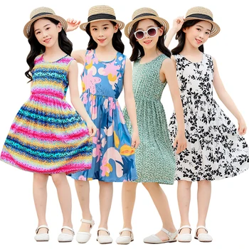 Нови Летни Детски Рокли, Плажни Рокли впечатлява със своя бохемски стил за момичета, Рокли с флорални Принтом за малки Момичета от 2 до 11 години, Бебешки Дълги Рокли