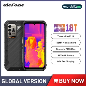 Ulefone Power Armor 18T Android 12 Смартфон 12 + GB 256 GB IP68 Здрав Телефон Термични камера 6,58 