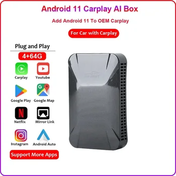 4 + 128 G Безжичен Carplay Ai Box Android 11 Автомобилен Мултимедиен Плеър Новата Версия на Slr Линк За Apple Carplay HD Изход Бърза Връзка