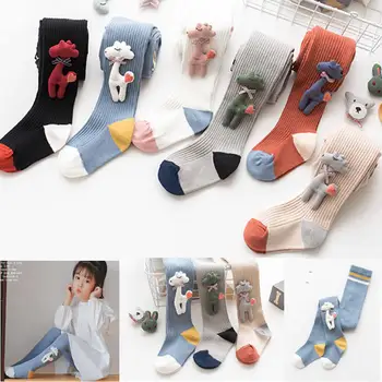 Чорапогащник за малки момичета, на новост 2019 г., есенно-зимните модни чорапогащи с анимационни герои, бижута чорапи, детски памучни стрейчевые чорапогащи