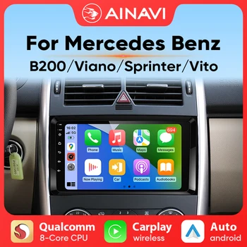 Радиото в автомобила Android 10 QLED За Mercedes Benz B200 A B Class W169 W245 Vito Viano W639 Sprinter W906 Навигация Авто Стерео DSP BT
