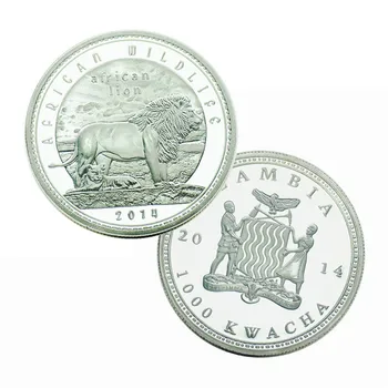 Замбия 2014 1000 Квача Копие Монети Африканският Лъв Възпоменателни Монети На Дивата Природа