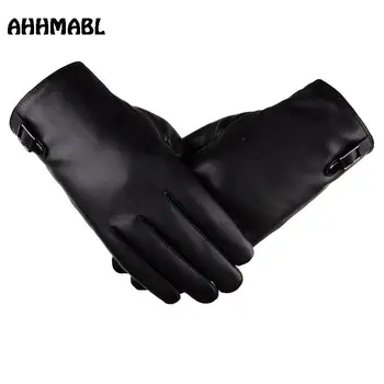 Модерен Мъжки Класически Черни Зимни Кожени Ръкавици, Спортни Ръкавици За Шофиране със Сензорен Екран, Мъжки Военни Тактически Топли Ръкавици с един пръст G521