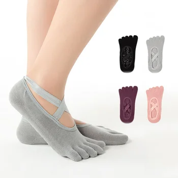 Чорапи за йога за жени с Нескользящими дръжки и джапанки, Чорапи с пет пръста, Танцови чорапи, Идеални за практикуване на йога, балет, танц бос