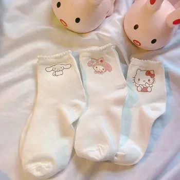 Sanrio Чорапи Kuromi Cinnamoroll Hello Kitty My Melody Мультяшные Чорапи-тръба Студентски Чорапи, Спортни Чорапи Happy Sock Женски