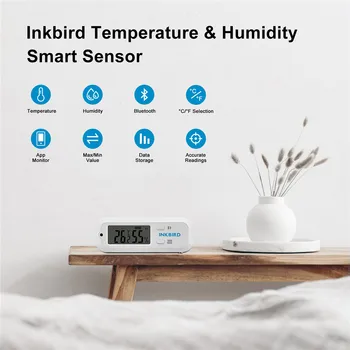 INKBIRD Температура и влажност Bluetooth-Съвместими Смарт-датчик за Термометър, Влагомер Поддържа запис и износ на исторически данни