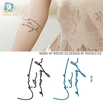 Боди-арт водоустойчив временни татуировки за мъже и жени проста 3d дизайн на английски букви флаш татуировка стикер HC1006