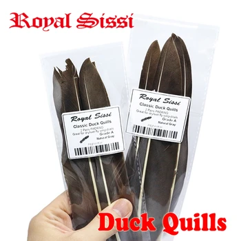 Royal Sissi 4 опаковки патица перо за връзване на мухи, перо от естествен сив патешко крило, перо за мокри мухи, крила и опашки, материали за връзване на мухи