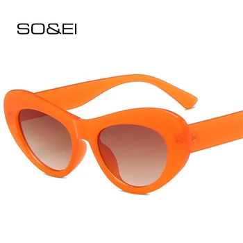 SO & EI Ins-Популярните Модни Дамски Слънчеви Очила с Кошачьим Око Ретро Желеобразные Оранжево-Зелени Нюанси UV400 Мъжки Тенденция Овални Градиентные Слънчеви Очила
