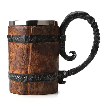 Оригиналната Пиенето На Чаша Viking Фланец Списание Моделиране Двойна Чаша От Неръждаема Стомана Подарък Домашна Чаша Цвят На Дървото