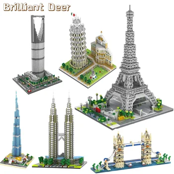 Световно Известни Микро-Диамантени Тухли Айфеловата кула на Лондонския Мост Биг Бен Тадж Махал Градска Архитектура Строителни Блокове на Детски Играчки