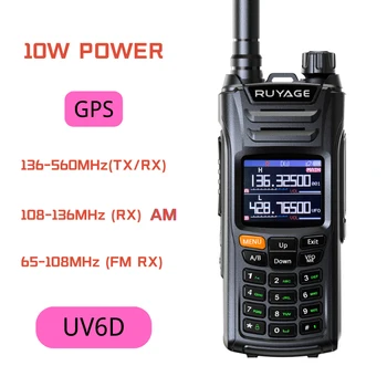 Ruyage UV6D GPS 6 Ленти Любителски Шунка Двустранно Радио 999CH Air Band Преносима Радиостанция VOX DTMF SOS Цветен LCD дисплей Полицейски Скенер Авиационен
