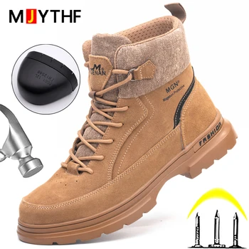 MJYTHF/Защитни обувки, Работни Обувки Със стоманени пръсти, Мъжки работна Обувки със защита От удар и пробождане, зимни Обувки, Защитни Обувки Неразрушаемая