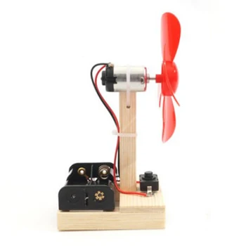Детска Образователна Физика Играчка вятърен генератор Вентилатор Модел на Генератор на Постоянен ток, Вятърна Мелница, която Работи На Въртящи се Двигательном фен