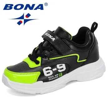 BONA 2022 Нова Дизайнерска Детски Спортни Обувки Градинска Детска Ежедневни Обувки На Дебела Подметка Маратонки За Бягане Ученически Маратонки За момичета