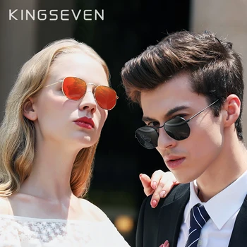 KINGSEVEN Нови Шестоъгълник Светлоотразителни Слънчеви очила Мъжки Слънчеви очила От Неръждаема Стомана Oculos Gafas De Sol Нюанси