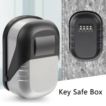 Кутия с Ключалка За Стенен монтаж на ключове Сейф За Ключове От алуминиева сплав, 4-Цифрен Разход на Заключване За Съхранение на Ключове, Кутия За Съхранение на Ключове На Закрито И На Открито