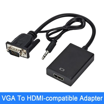 VGA-HDMI-съвместим Адаптер за мъже и Жени Конвертор Цифрово Аналогов Видео с Аудиовыходом 3,5 мм за КОМПЮТЪР HDTV Проектор