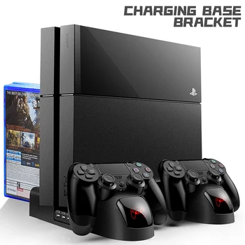 PS4/PS4 Slim/PS4 Pro Охладителя Вертикална Охлаждаща Поставка Контролер PS4 Зарядно Устройство, Зарядно устройство с Led Индикатори 12 Бр. Игри За Съхранение
