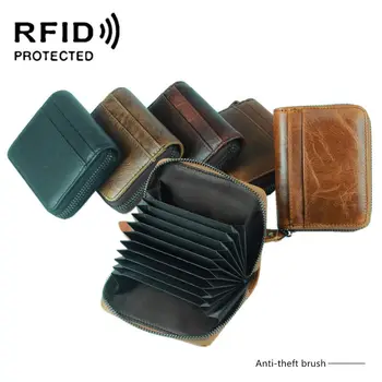 RFID Портфейл Калъф За Карти от Банката Кредитен ID Притежателя на Името на 12 Цвята Естествена Кожа Унисекс Пътен Портфейл За Монети Промоция с Подарък Продукт Директен Доставка