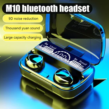 M10 Tws Безжични Слушалки Bluetooth Слушалки Водоустойчива Led Слушалки Hi Fi Стерео Слушалки За Iphone Телефон Android