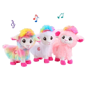 Плюшени електрически детски Музикални Забавни играчки за Домашни животни Живи Лама Боппи Плячка Шейкина, алпака, които клатят глави и се движи задните части