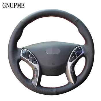 GNUPME Изработена Ръчно Калъф за Волана на Колата от мека Изкуствена Кожа за Hyundai Elantra 2011-2018 Avante i30 2012-2018
